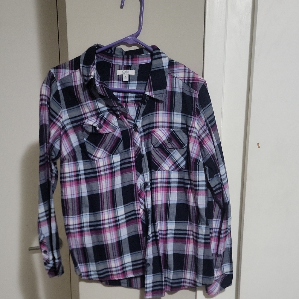 Plaid  Shirt - Black, Pink, White